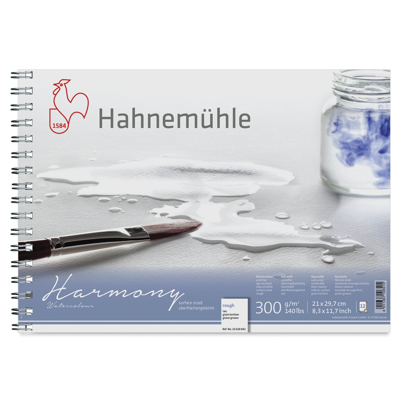 Hahnemühle Harmony Wirebound Watercolor Pad - 8.3" x 11.7", Rough, 12 Sheets, 140 lb